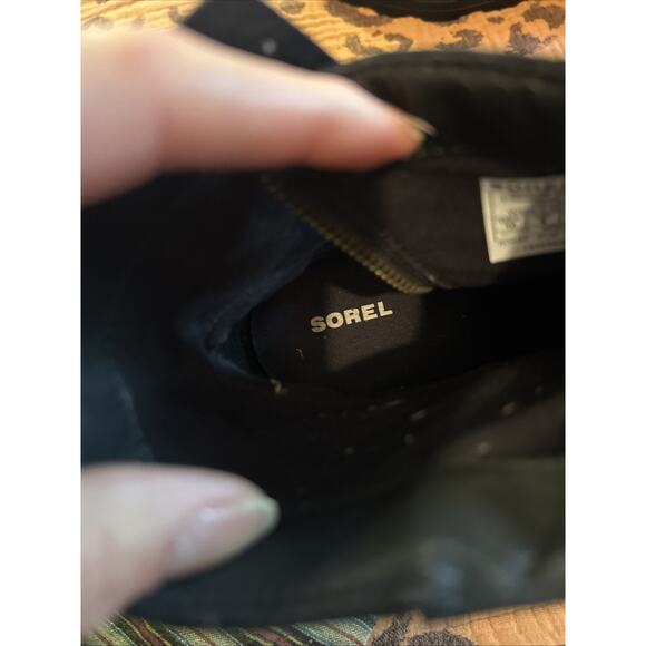 Sorel Emelie Black Leather Womens Boots Side Zip Size 10 Classic No Tie - Picture 7 of 8